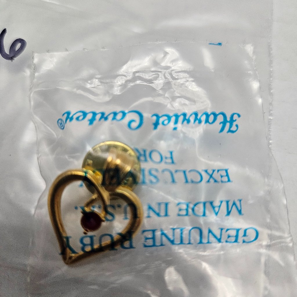 Harriet Carter Genuine Ruby Heart Pin